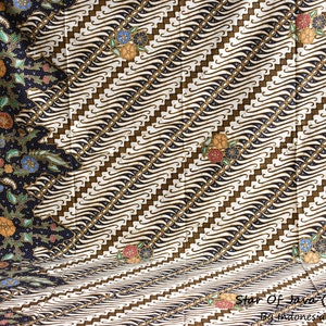 Indonesian batik fabric with wave pattern image 2