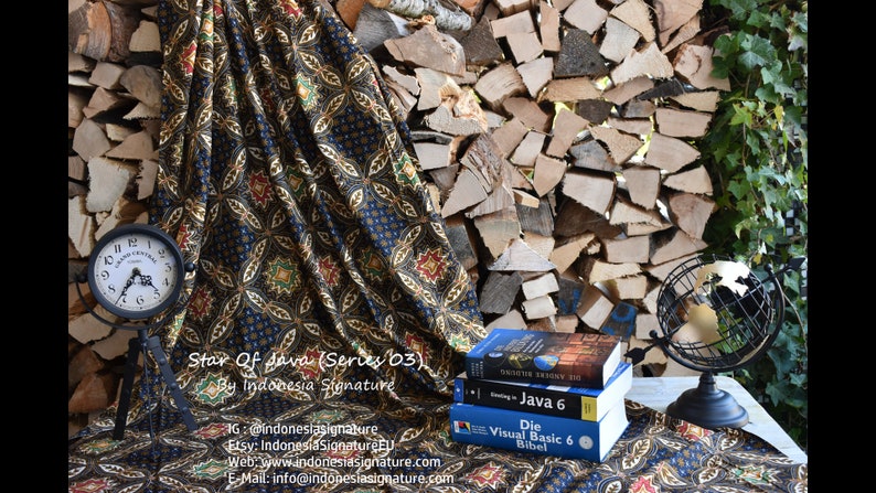 Indonesian batik fabric with star pattern image 3