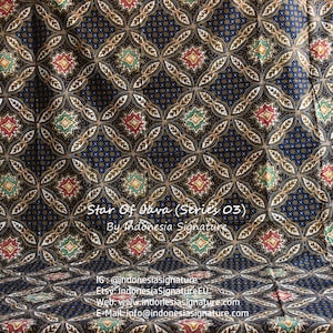 Indonesian batik fabric with star pattern image 2