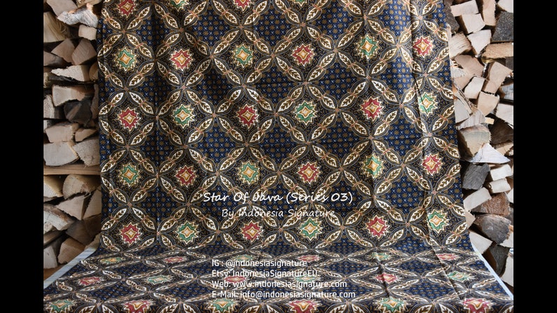 Indonesian batik fabric with star pattern image 2