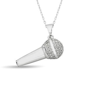 Microphone Pendant Necklace in 925K Silver - Dainty Personalized Charm Necklace - Music Lover Gift for Singer - Musician Gift Vocalist