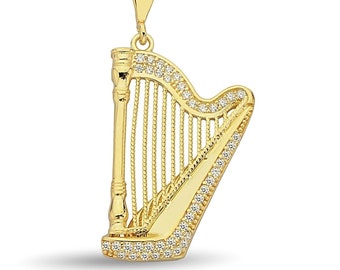 Harp Necklace, Irish Jewelry, Celtic Jewelry, Ireland Gift, Girlfriend, Celtic Knot Jewelry, Musical Instrument Necklace