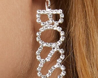 Rhinestone Boss Dangle Earring, Boss Diamond Earring, Crystal Earring, Crystal Bridesmaid Earring, Diamond Earring, Rhinestone Bride Earring