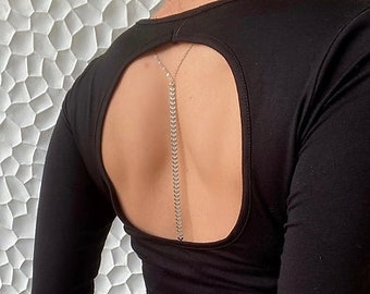 14K Gold Plated Back Chain, Body Jewelry, Body Chain, Layered Body Chain Bralette, Bikini Body Jewelry, Gold Back Chain, Silver Back Chain