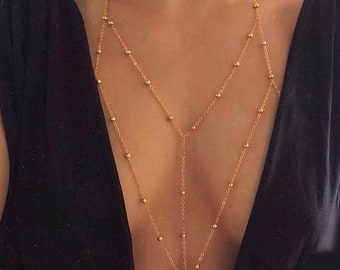 14K Gold Plated Body Chain, Layering Body Chain, Bikini Body Jewelry, Festival Body Chain, Minimalist Body Chain, Dainty Body Chain