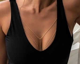 14K Gold Plated Body Chain, Layering Body Chain, Bikini Body Jewelry, Festival Body Chain, Minimalist Body Chain, Dainty Body Chain