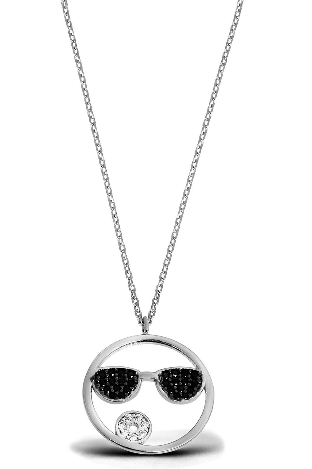 Rose Gold Funny Necklace, Sterling Silver Face Pendant, Tiara Necklace, 925 Silver, Comical