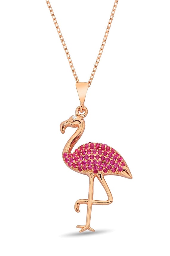 Brado Jewellery Gold Plated Flamingo Shape Pendant Chain For Women and Girls