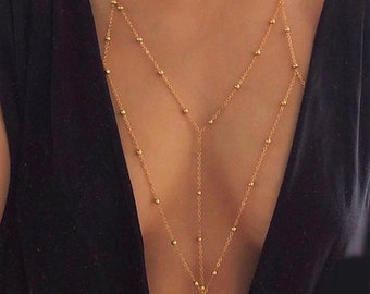 14K Gold Plated Body Chain, Layering Body Chain, Bikini Body Jewelry, Festival Body Chain, Minimalist Body Chain, Dainty Body Chain