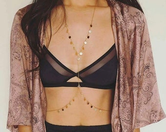 14K vergoldete Körperkette, Layering-Körperkette, Bikini-Körperschmuck, Festival-Körperkette, minimalistische Körperkette, zierliche Körperkette