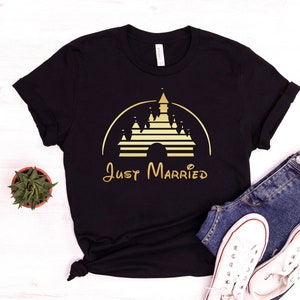 Disney JUST MARRIED Shirts, Disney Castle Shirt, Groom Shirt, Disney Wedding, Disneymoon, Groom Shirt, Disney Honeymoon Shirt, Bride Shirt