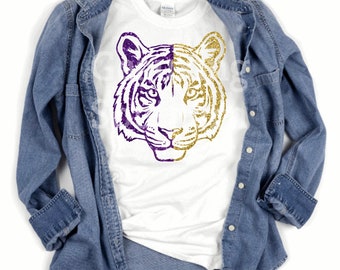Glitter purple and gold Tiger Shirt