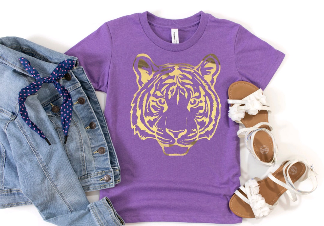 Fighting Tiger Purple & Gold All-Over Print on White Men's Albatross Polo