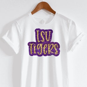 LSU Tigers Purple and gold glitter Outline Shirt