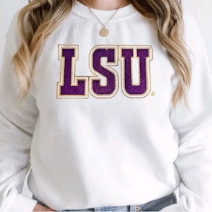 LSU Purple and Gold Glitter Outline Shirt or sweatshirt