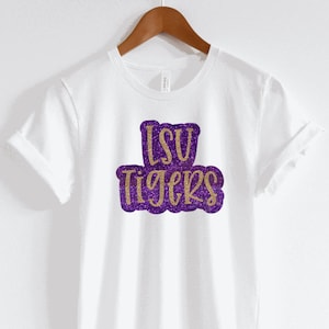 LSU Tigers Purple and gold glitter Outline Shirt