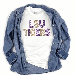 Glitter purple and gold LSU Tigers Shirt