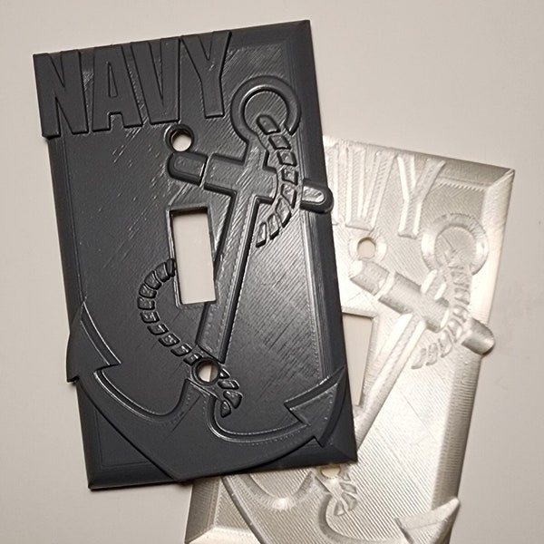 U.S Navy Anchor Light Switch Cover 3D Printed (2 PACK). Great Gift or Award.