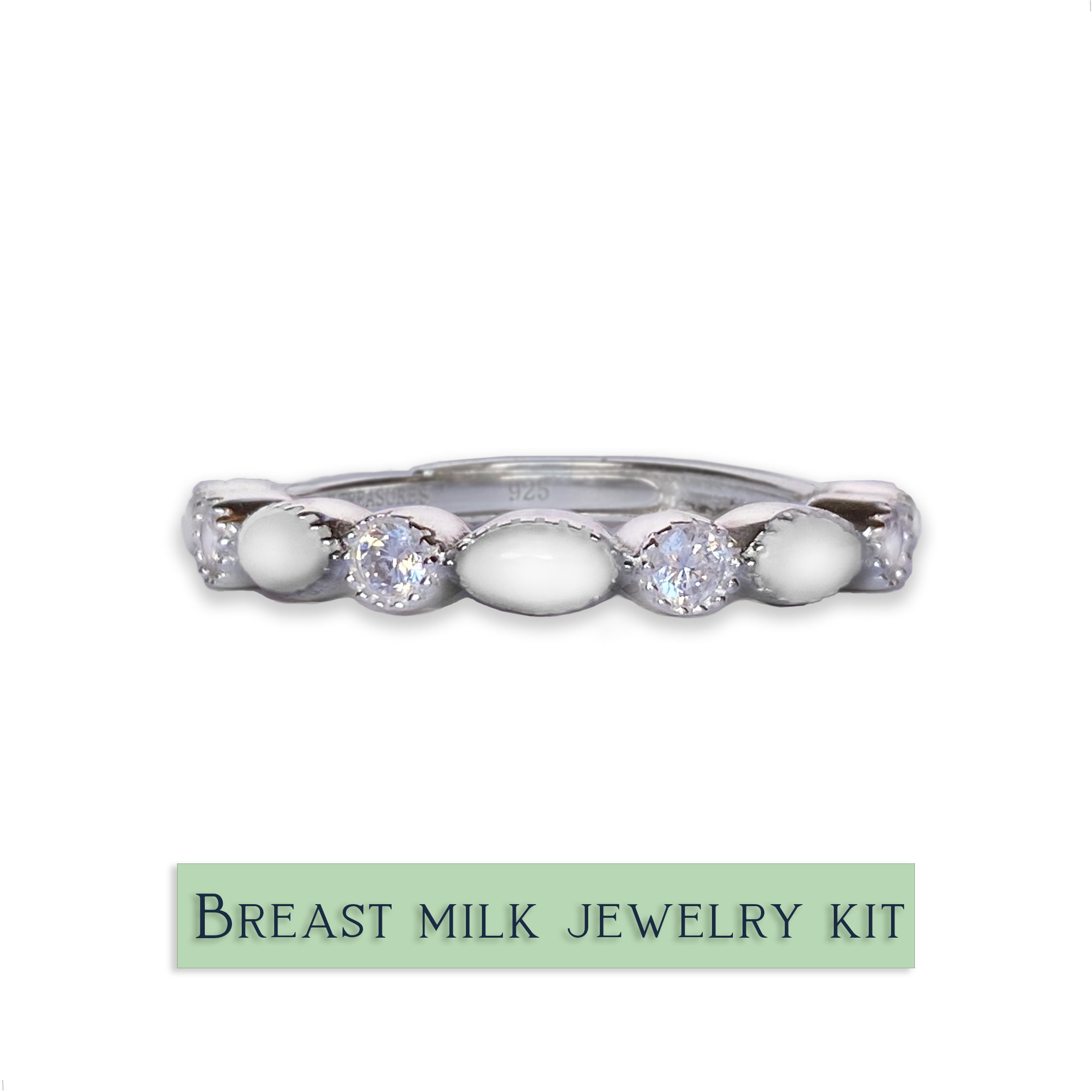 Breastmilk Jewelry Ring Diy, Breastmilk Jewelry DIY, Silver RING 925 White  Gold Plated, Breastmilk Kit, Keepsake Jewelry, Adjustable 