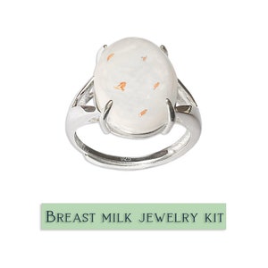 Grand Teardrop Stackable Breastmilk Ring (DIY Kit) 6 / Sterling Silver