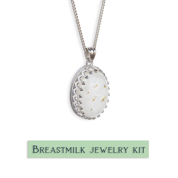Milky Treasures Crown Necklace DIY Breastmilk Jewelry Making Kit 18mm 925  Sterling Silver Pendant Breastfeeding Keepsake Kit FULL KIT 