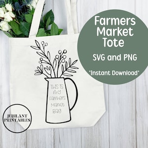 Boerenmarkt svg, Canvas Tote svg, Bloemenboer svg, Bloem svg, Bloemenboerderij, Boerderij Vers svg, tuinieren svg, Moederdag Cadeau Idee