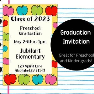 Preschool Graduation Invitation, Pre-K Grad, Kinder Grad, Kindergarten Graduation, Graduation Party
