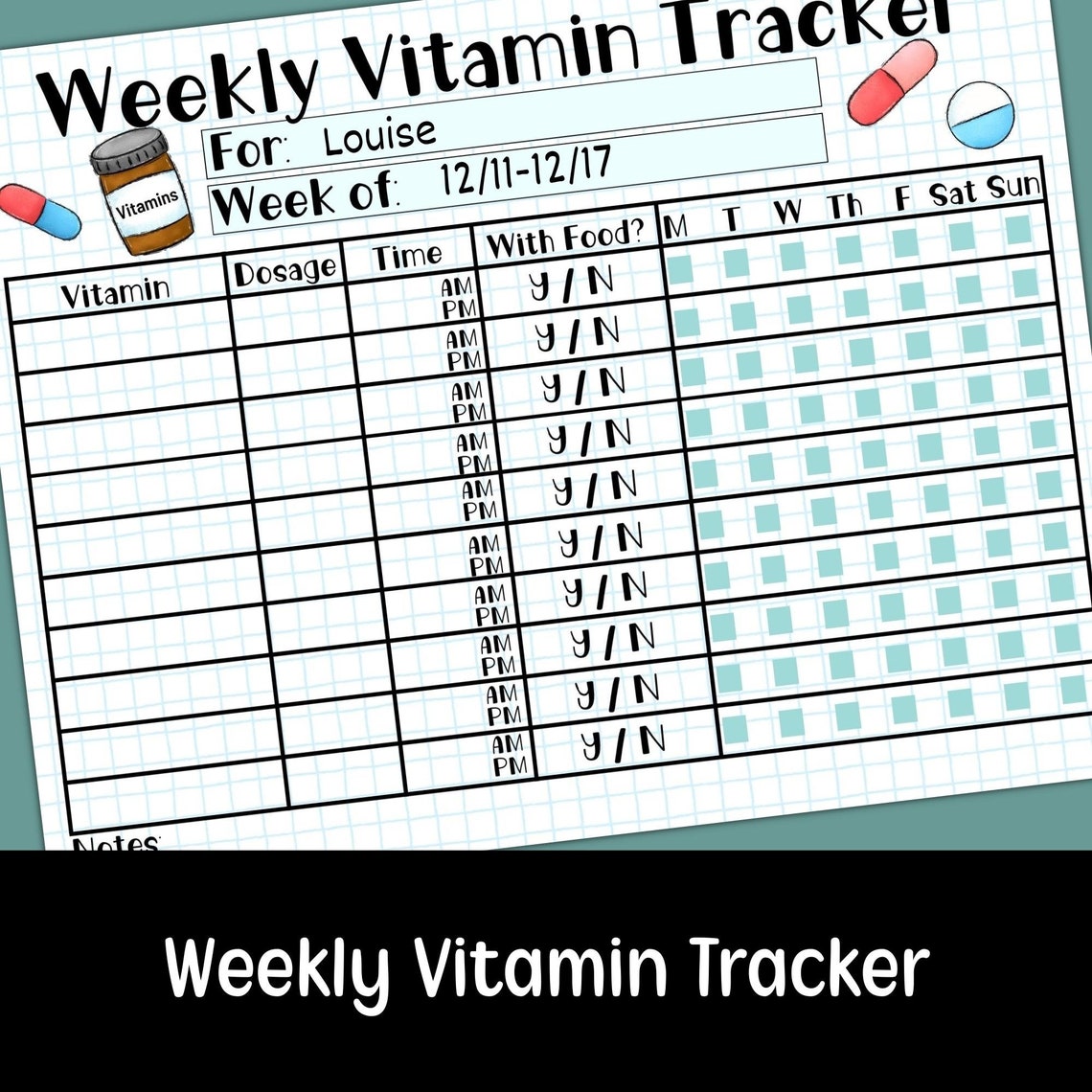Medication Tracker Printable Medicine Chart Kids Medicine - Etsy