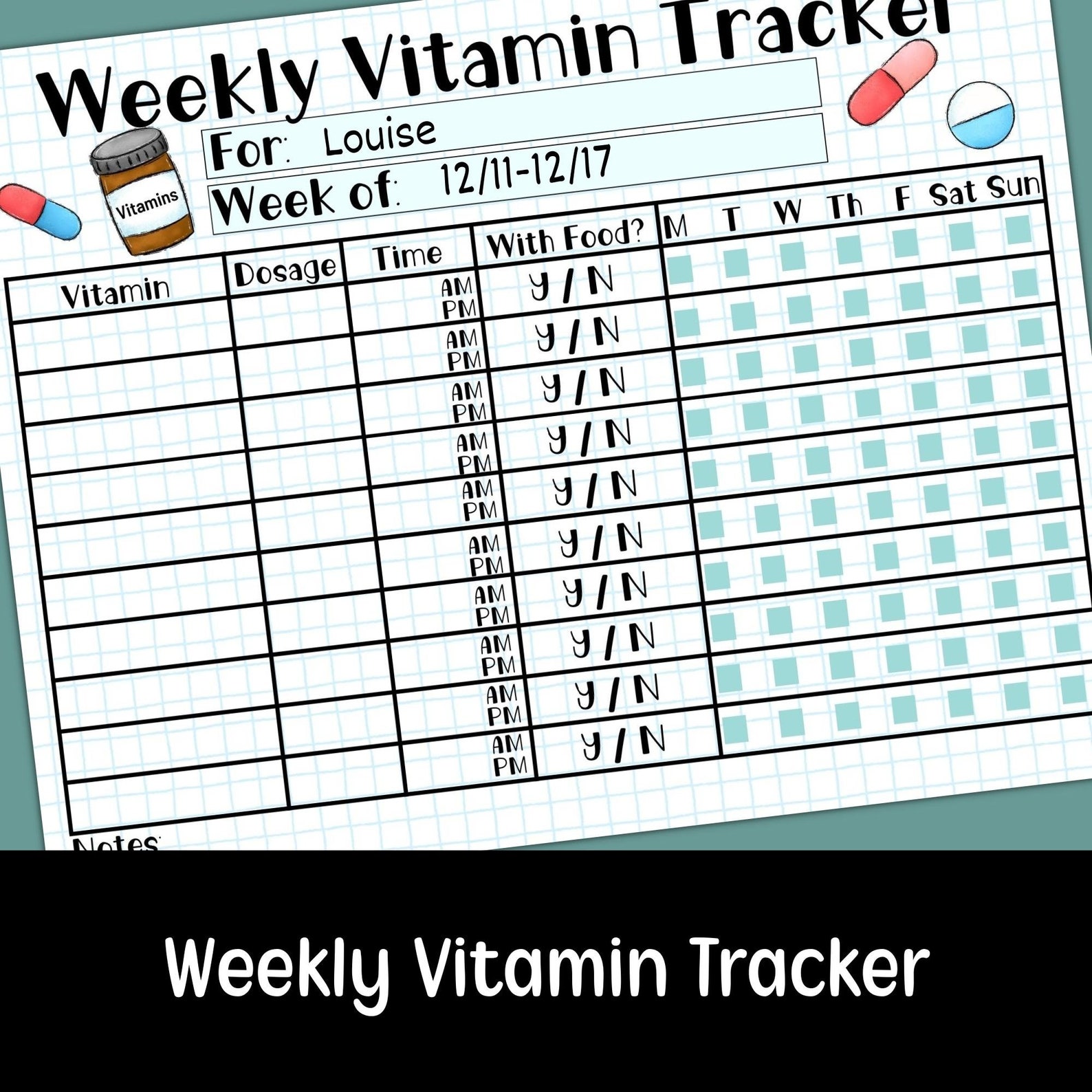 Medication Tracker Printable Medicine Chart Kids Medicine - Etsy