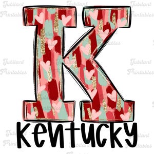 Ky png, Kentucky Valentijnsdag png, sublimatieontwerp, KY digitaal ontwerp, harten, xoxo, VDAY-sublimatie, staat Kentucky