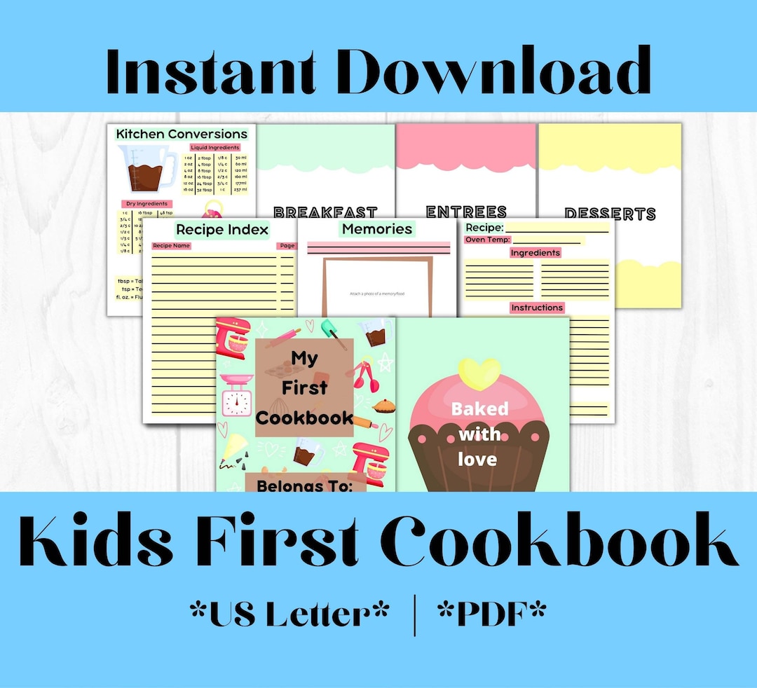 Kids Recipe Book, Printable Kids Cookbook,recipe Binder,kids Baking Kids Recipe Book, Printable Kids Cookbook,recipe Binder,kids Baking