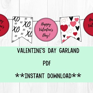 Valentine&#39;s Day Banner, Valentine Decor, Instant Download, PDF, Party Banner, Wall Decorations, Wall Decor