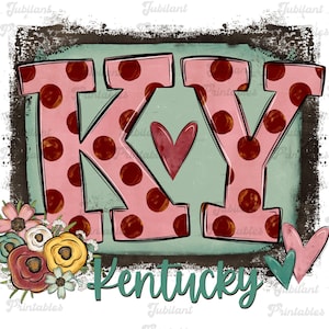 Ky png, Kentucky Valentijnsdag png, sublimatieontwerp, KY digitaal ontwerp, harten, xoxo, VDAY-sublimatie, staat Kentucky