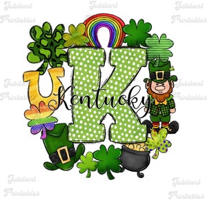 Ky Png, Kentucky Png, St. Patricks Day, St. Pattys Day, Ky State Design, Shamrock Png, KY Green png, KY Sublimation Design, DTF