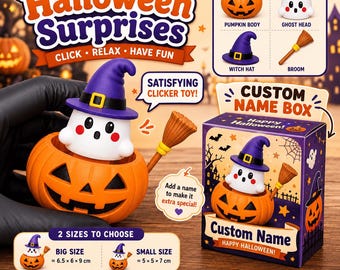 Halloween Ghost Pumpkin Clicker, Cute Witch Ghost Fidget Toy, Spooky Pumpkin Desk Toy, Halloween Desk Decor