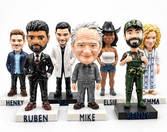 Custom Bobblehead From Photo, Personalized Figurine With Name Base, Handmade Mini Me Gift, Unique Gift for Him Her, Fathers Day Gifts