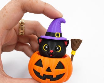 Halloween Pumpkin Cat Clicker, Relaxing Fidget Toy, Black Cat Witch Desk Toy, Pumpkin Clicker, Cute Spooky Halloween Gift