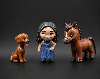 Personalized Chibi Figure with Pets | Custom Handmade Mini Figure | Cute Couple & Pet Gift