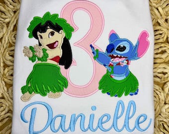 Cute Alien Stitch Personalized Birthday Shirt, Embroidery Shirt, Custom Birthday, Birthday, Inspired Lilo & Stitch Birthday, Personalized