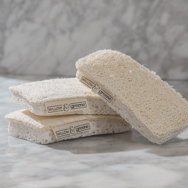 Biodegradable kitchen sponge, eco friendly sponge, zero plastic kitchen essentials, plant fiber sponge, loofah, kitchen sponge