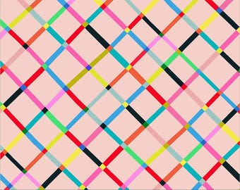 Happy Place Blush Fabric | Crossing 55375D-9 | Annabel Wrigley Windham Fabrics | Pink Plaid Quilting Cotton