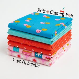 Retro Cherry Pop Fabric Bundle, Ruby Star Society FQ Bundle, Cherry Quilt Fabric, Trinketry Fabric, Speckled Coordinates, 6 Pieces