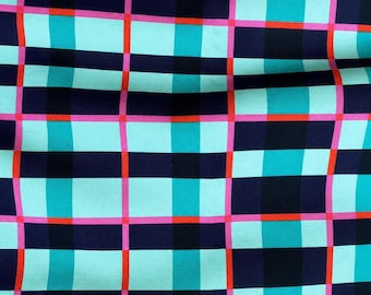 Happy Place Tower Turquoise Fabric | 55377D-14 | Annabel Wrigley Windham Fabrics | Aqua Teal Plaid Quilting Cotton