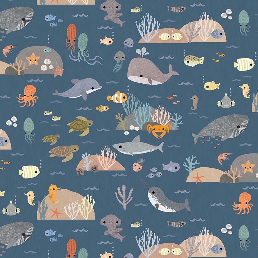 Beyond the Sea Fabric by Paint Love Studio for Dear Stella – Ocean ...
