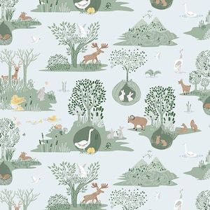 Forest Toile Fabric - By Dear Stella - FOREST FABLE Collection - Cotton By The Yard - Wild Animals Pattern