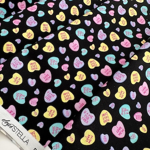 Charming Cat Quotes & Hearts Fabric - 100% Cotton by Dear Stella - Valentine’s Print