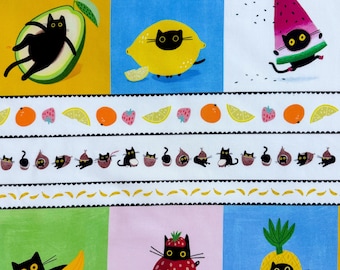 Furruit Stripe Cotton Fabric - Cats in Fruit, Dear Stella Design