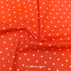 Ruby Star Society Trinketry Hearts Goldfish Fabric | Melody Miller Cream Hearts on Orange | Quilting Cotton Half Yard or Yard