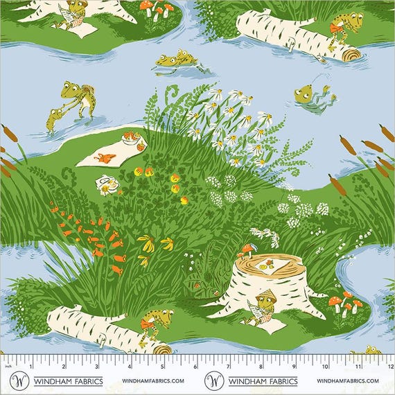 Frog Pond | Heather Ross Favorites | Windham Fabrics Cotton | Frogs Pond Nature Fabric | Sold by the Yard