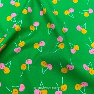 Ruby Star Society Trinketry Cherry Friends Deep Verdant Fabric | Melody Miller Cute Cherry Print | Quilting Cotton Half Yard or Yard